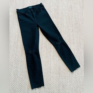 MOTHER The Looker Ankle Fray Black Distressed Skinny Jeans Women’s Size 26
